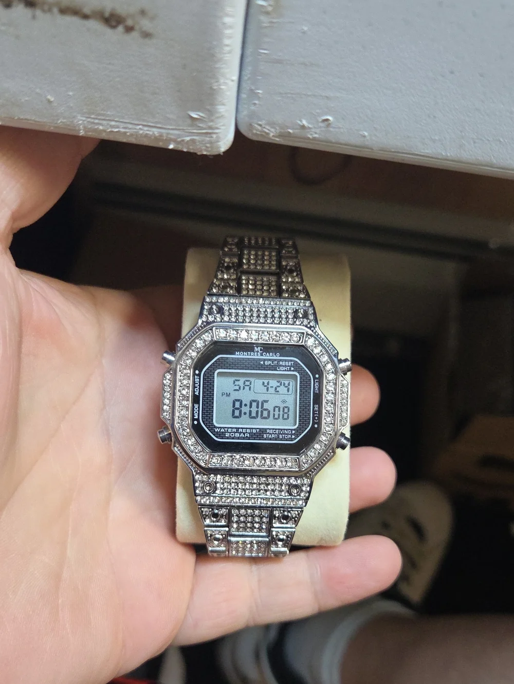Digital Stainless Steel Crystal-Accented Smartwatch - Silver